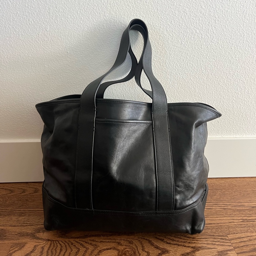 Jcrew Montauk Black Leather Tote